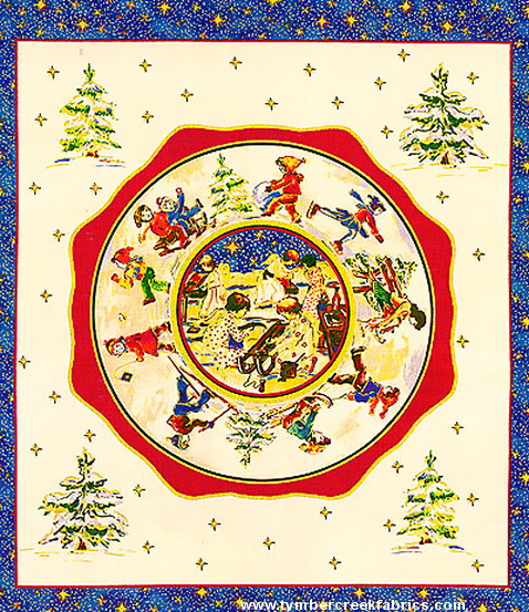 Retro Snow Play Metallic Fabric Panel